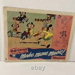 Rare Walt Disney 1946 Faites Mine Music Lobby Card Ensemble De 8
