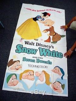 Rare Walt Disney Snow White 3 Feuille Poste De Film Buena Vista 1967 Us Re Release