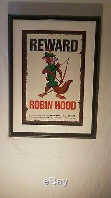 Robin Hood, Orig. Disney Affiche 11x17 De Récompense 1973 Professionnellement Encadrée
