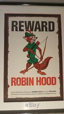 Robin Hood, Orig. Disney Affiche 11x17 De Récompense 1973 Professionnellement Encadrée