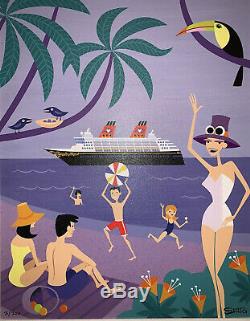 Shag Josh Agle Disney Cruise Line Île Intermission Encadrée Giclée Sur Toile