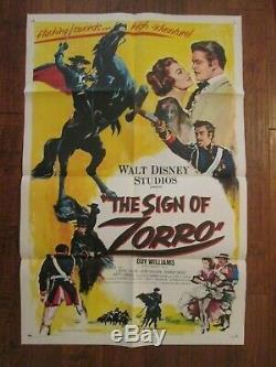 Signe De Zorro Affiche Originale De Film 1sheet -guy Williams -walt Disney