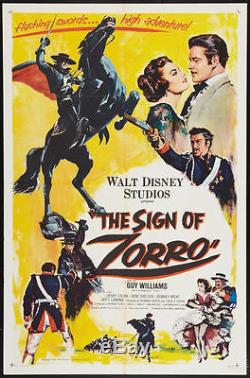 Signe De Zorro Guy Williams Disney Affiche De Film Une Feuille, 1960