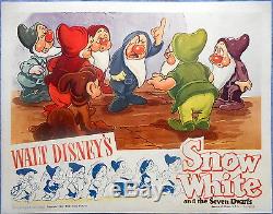 Snow White Carte Lobby Originale 1943 Sortie De Ce Classique De Walt Disney Nains