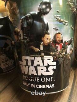 Star Wars Rogue One Set 4 Pièces Theater Popcorn Bucket Metal Tin Disney Nouveau
