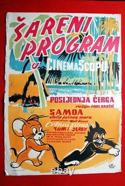 Tom & Jerry Samoa Walt Disney 1950s Unique Rare Exyu Movie Poster