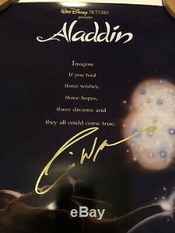 Très Rare! Affiche Autographiée Par Disneys Aladdin 11 X 17 Robin Williams + 2 Autres