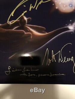 Très Rare! Affiche Autographiée Par Disneys Aladdin 11 X 17 Robin Williams + 2 Autres
