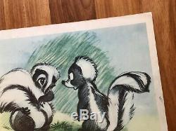 Vente! Bambi 1942 Walt Disney Originale Lobby Carte-rare Oeuvre D'art-fleurs Skunk