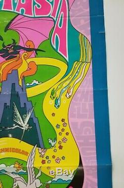 Vintage 1970 Walt Disney Fantasia Re-release Psychedelic Une Feuille Orig Poster