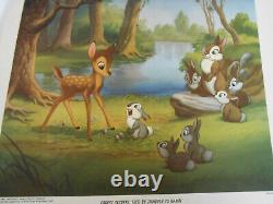 Walt Disney Est Imprimé Dans Une Superbe Couleur Blanche Neige Bambi Lithographie 1947