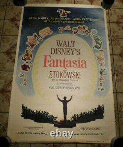 Walt Disney Fantasia Film Animé Classique Rare Grand Rolled 40x60 Affiche De Cinéma