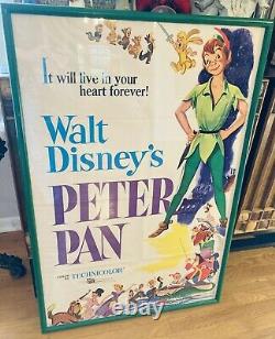 Walt Disney Peter Pan Original 1976 Cinéma Rare Affiche De Publicité 28x42