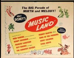 Walt Disney's Music Land Original 1965 Demi Feuille Movie Poster 22 X 28